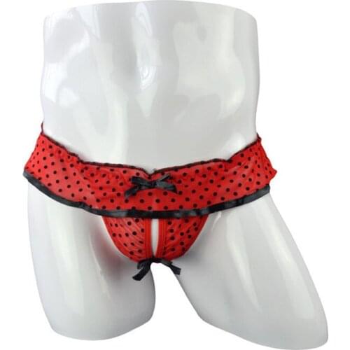 Erotic Mens Lace Thong Underwear Sexy Gay Sissy Tanga Hombre Jockstrap Open Crotch Thong Panties