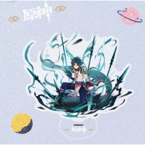 Game Anime Genshin Impact Lumine Aether Venti Kaeya Xiao Keqing Paimon Acrylic Stand Figure Model Plate Desktop Decor Toy