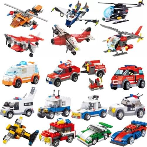 City Transformation Deformation Car Robot Ambulance Military Fire Truck Plane SWAT Police Army Tank Train Set Building Block Toy