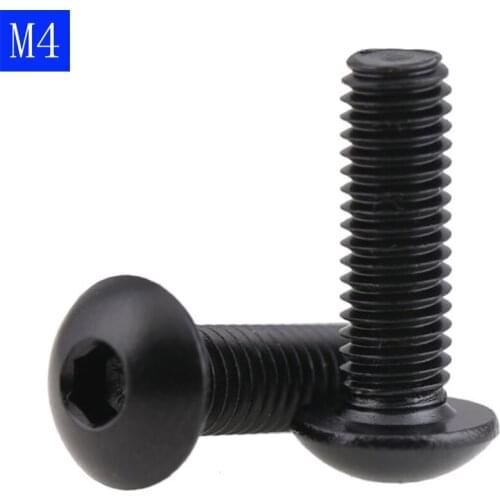 M4 - 0.7 4mm Black 304 Stainless Steel Button Head Socket Cap Screws Metric DIN 7380 Bolts