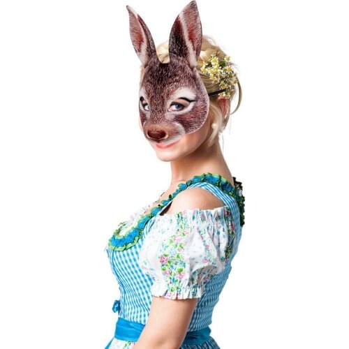 17x26cm Vivid EVA Half Face Rabbit Mask Adult Halloween Animal Head Mask Party Lady Cosplay Masque Easter Carnival Masquerade