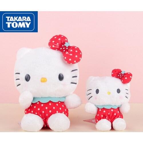TAKARA TOMY Fashion Cartoon Hello Kitty Plush Toy Simple Soft and Comfortable Childrens Sweet Ornaments