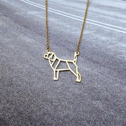 Wholesale Trendy Beagle Necklace Women Origami Statement Pendant Dog Memorial Jewelry 12pcs/lot