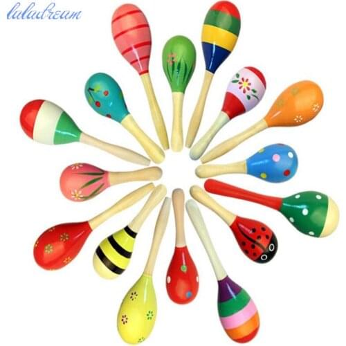 Cartoon musical toy wooden musical instruments educational toy Children Toys Percussion Musical Instruments Sand Hammer