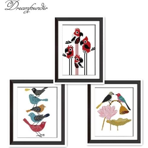 The birds on the lotus cross stitch kit aida 14ct 11ct count printed canvas stitches embroidery DIY handmade needlework