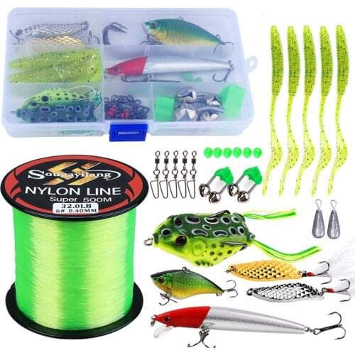 Sougayilang Fishing Tackle Set 500m Nylon Fishing Line and Fishing Lures Fishing Hooks Necessary Accessories for Fishing