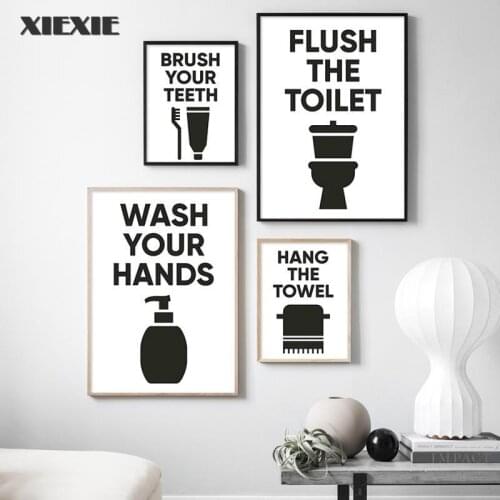 Toothbrush Comb Scissors Nordic Posters And Prints Wall Art Canvas Painting Black White Wall Pictures For Salon Bathroom Decor