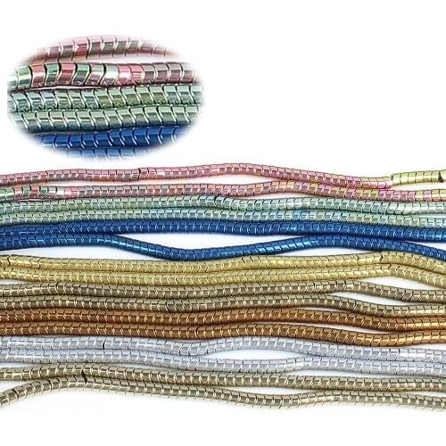 Natural Stone 4x2mm Colorful Plating Hematite Snake Bone Beads Fashion Jewelry Making DIY Necklace Bracelet Earrings Accessories