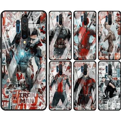 Tempered Glass Hot New Shell Luxury Cover Marvel Avengers superhero For Oneplus 7 7T 8 Z 8 8T 9 9R Nord PRO 5G Phone Case