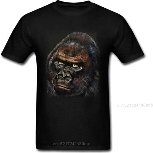 New Arrival Men Tops Black T Shirt GORILLA Tee-Shirts Crazy T-shirt Crewneck Summer 100% Cotton Fabric Clothes Customized