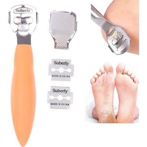 Hard Dead Skin Knife Foot Care Tool Stainless Steel Dead Skin Callus Remover Planer Cutter Shaver Foot + 10*Blades+Grinding Head