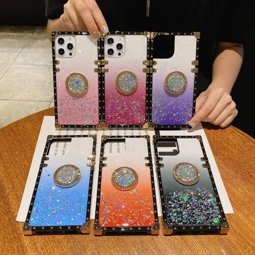 Luxury glitter diamond stand phone case for iPhone 12 11 Pro Max MINI XS XR 6 7 8 Plus protective shell coque