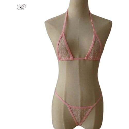 Transparent Mesh Sexy Extreme Wild Micro Bikini Set Women Beach Sunbath Costume Swimwear Lace G-String Mini Biquini Bathing Suit