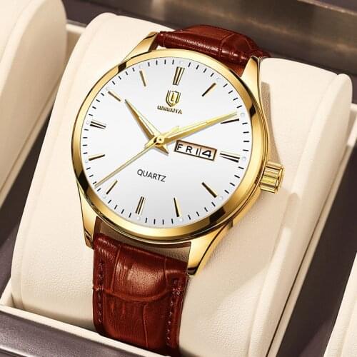 QINGXIYA Men's Watch With Leather Strap