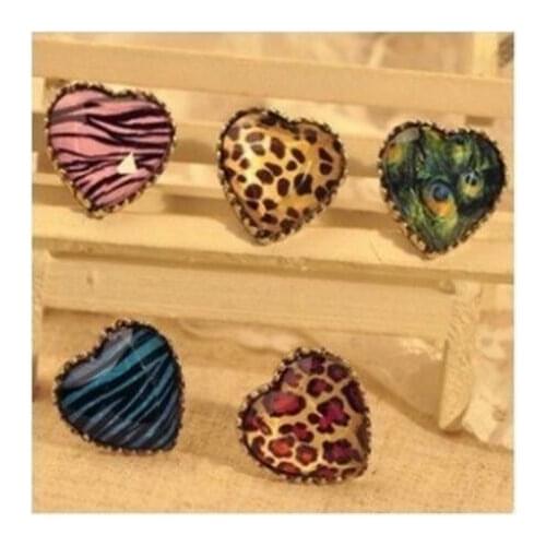 Jewelry Wholesale Vintage Love Peach Peacock Feather Leopard Ring ,fashion Rings