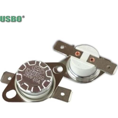 High quality 250V 10A thermostat thermal protector 200 degree normal closed temperature control switch KSD301 ceramics