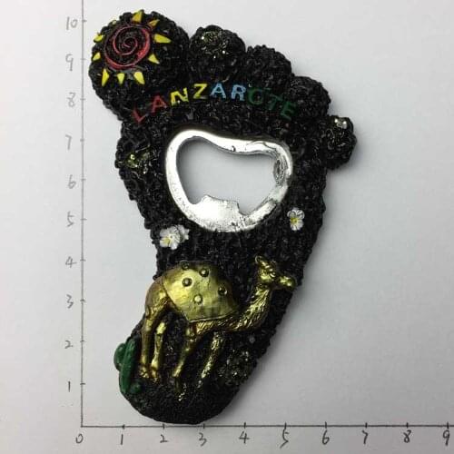 High Quality Spain Travel Souvenir Lanzarote Creative 3D Feet Shaped Camel Refrigerator Magnetic Stickers Kitchen Bottle Opener