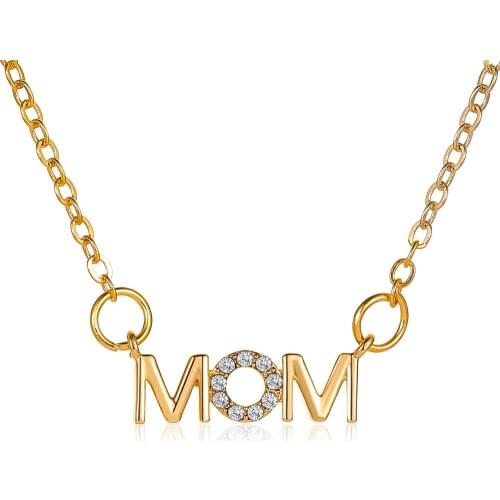 Yobest Love Heart Mom Letters Pendent Necklaces Crystal Fashion Women Jewelry Proposal Mother Day Best Elegant Gift