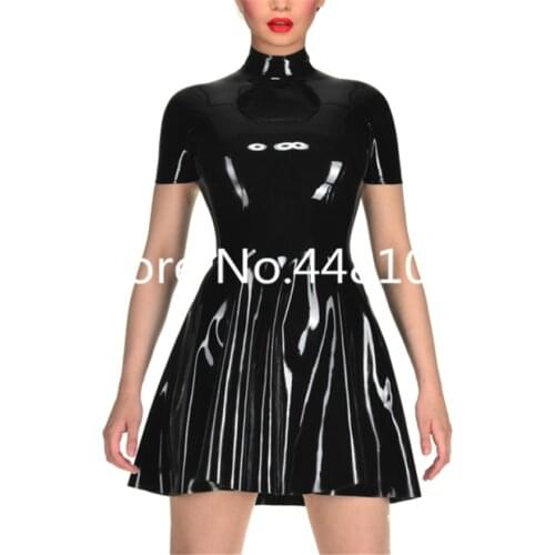 Women Latex Sexy Bunny Dress Princess swing dress Latex short sleeves Costumes Girls Skirts Latex sexy dance costumes