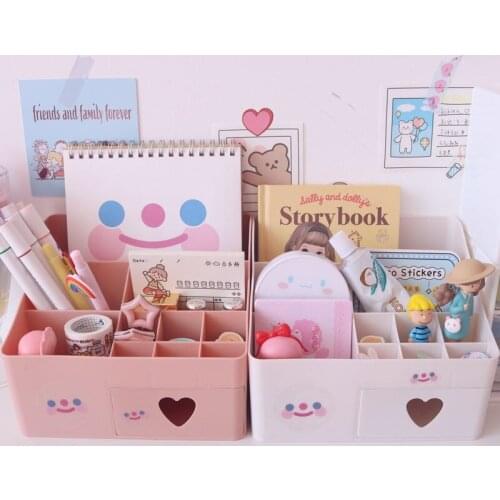 1PC Plastic Cosmetic Drawer Makeup Organizer Storage Box Dorm Dustproof Rack For Girls