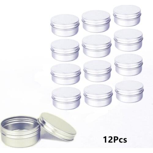 12 Pack 50ml Screw Top Round Tin Cans Tin Storage Jar Containers for Lip Balm Tea Storage Balm Storage Jar Makeup Case