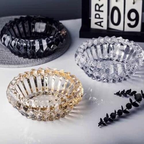 13.8x4.5cm Crystal Glass Ash Tray Tranparent White Gold Ashtray Cigar Smoking Accessory Household Office KTV Smoking Supply