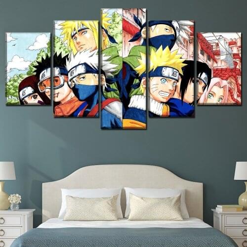 5pcs Anime Naruto Character Poster Wall Art Home Decor Modular Pictures Canvas HD Printed Paintings For Living Room Decoration