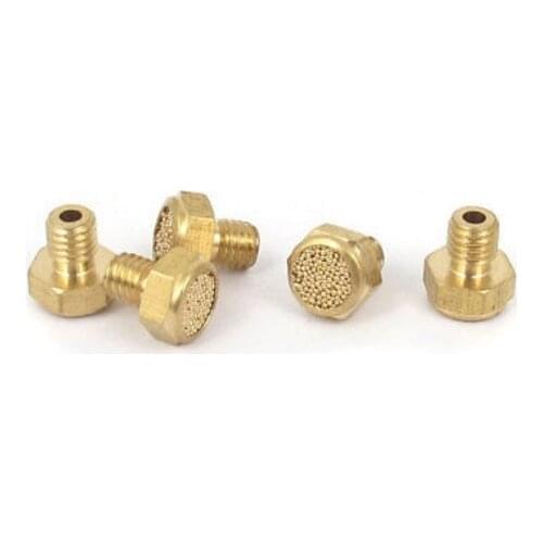 5pcs M5 Male Thread Flat Head Brass Pneumatic Muffler Noise Exhaust