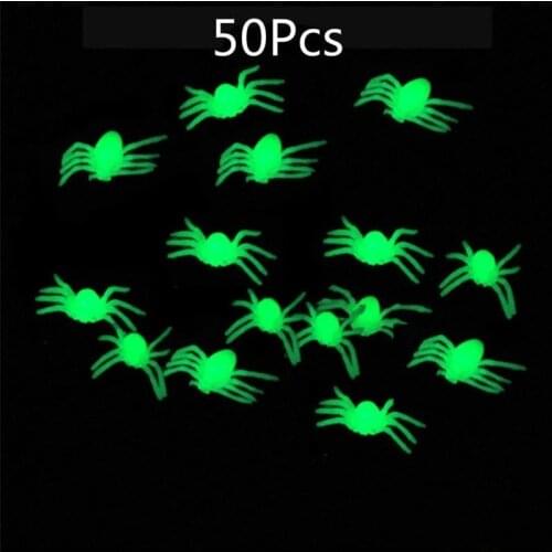 50pcs/Lot Black Luminous Spider Kid Toys Haunted House Prop Indoor Prank Joking Birthday Toys Halloween Decoration