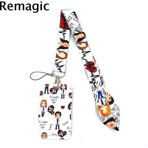 Greys Anatomy Anime Lanyard Badge Holder ID Card Lanyards Mobile Phone Rope Key Lanyard Neck Straps Keychain Key Ring