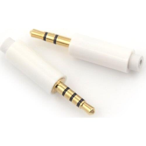 White 2pcs 3.5mm Stereo Headset Plug With Tail 3/4 Pole 2.5 Mm Audio Plug Jack Adaptor Connector For Phone