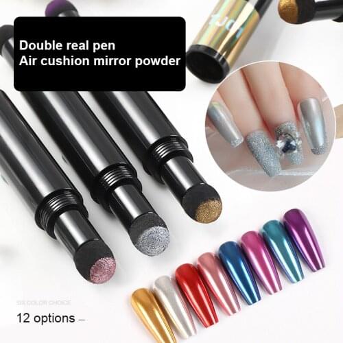 Nail Art Glitter Double-ended Air Powder Cushion Pen Air Cushion Mirror Powder Laser Nail Set Muticolor TSLM1