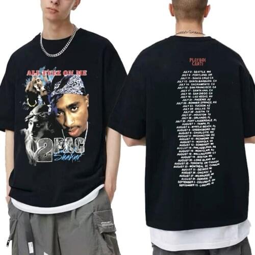 Awesome Rap ALL EYEZ on Me 2pac Shaknr Vintage Print Short Sleeve T-shirt Men Women Tees Tops Playboi Carti Hip Hop Rock Tshirt