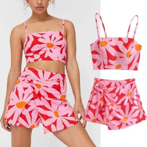 Klkxmyt Za 2021 High Waist Flower Print Ruched Summer Skirt Women Knot Vintage Mini Skirts Woman Back Zipper Sexy Skirt Sets