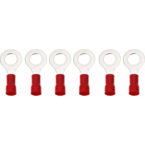 Ring Insulated Wire Connector Electrical Crimp Wire Cable Terminal Kit Red 25 pcs / bag RV1.25-6