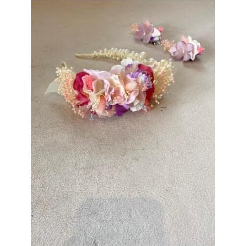 Handmade crown bride crown spring flowers baby shower dried flowers mothers crown birthday tiara newborn custom design