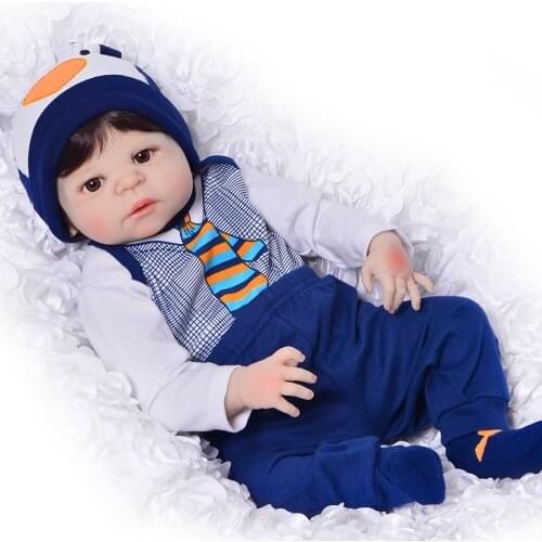 23 Inch Boneca bebes reborn boy Full Body Silicone Vinyl Reborn Babies Dolls 57 cm Realistic Newborn Dolls Childrens Day Gifts