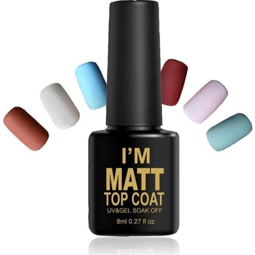 Nail Matte Top Coat Primer Gel Varnish Soak Off UV LED No Wipe Products Color Gel Nail Polish Polish Coat Base Top Art Nail H8T1