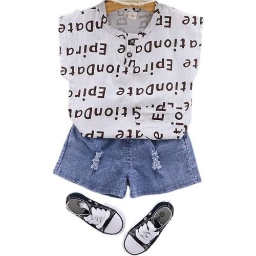 Summer Baby Boys Girls Clothes Children Letter Vest Shorts 2Pcs/sets Kids Print Fashion Infant Toddler O-Neck Cotton Sport Suits