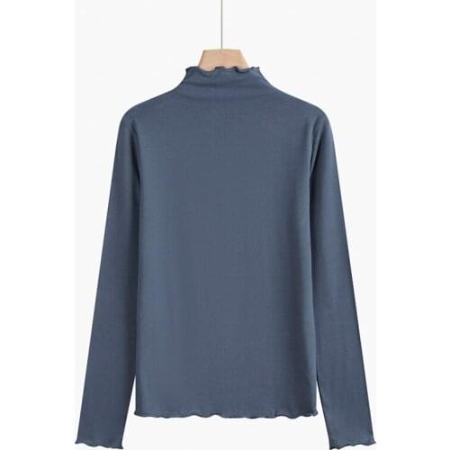 Modal Long sleeve Solid color T-shirt women Tops spring autumn Elegant Bottoming Tops Women Plus size