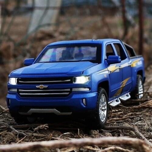 1:32 Chevrolet Silverado Pickup Alloy Car Model Diecasts Metal Vehicles Toy Car Model Sound and light Collection Kids Toys Gift