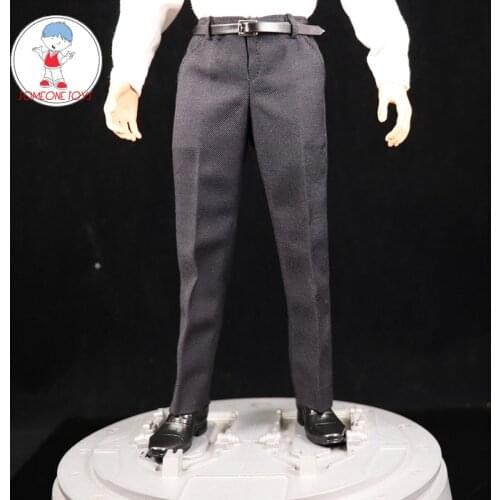 1/6 Male black belt white Grey West Suit pants Profession uniform Clothes for 12 inch TBLeague PH Soldier Figure jiaou doll Body