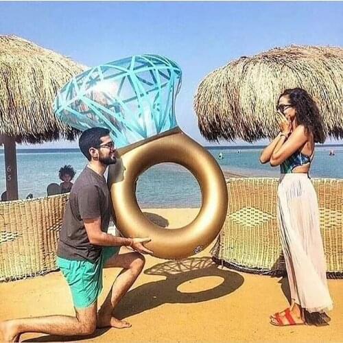 Diamond Ring & Heart Inflatable Swimming Pool Float Raft, for Engagement Water Party Lounge Beach Toy Photo Props Adults Kids