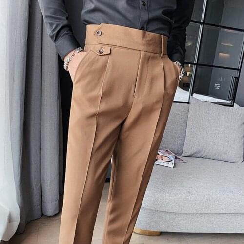 2021 Spring New Mens Suit Pants Fashion Business Casual Slim Dress Pants Mens Street Wear Social Formal Pantalon Clothing 36