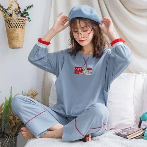 Maternity Nursing Pajamas Spring Autumn Cotton Breastfeeding Sleepwear Postpartum Feeding Clothing Pregnancy Nightwear Set