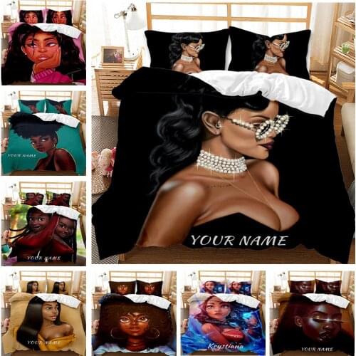 3D Cartoon Printed Duvet Cover African Girl Sexy Woman Quilt Cover Twin Full Queen King Size Bedding Set Bedclothes Home Textile