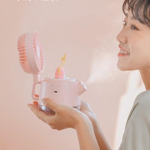 Portable Humidifier Fan Mini Cute Pet Kettle USB Rechargeable Wireless Desktop Water Spray Misting Air Cooler Summer Radiator