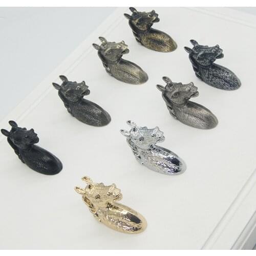 Simple and creative European horse head animal shoe cabinet wardrobe drawer cabinet door handle cupboard handles