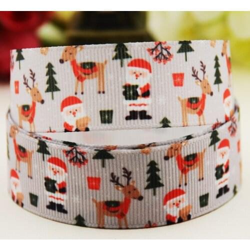 22mm 25mm 38mm 75mm christmas pattern printed Grosgrain Ribbon party decoration 10 Yards X-03724