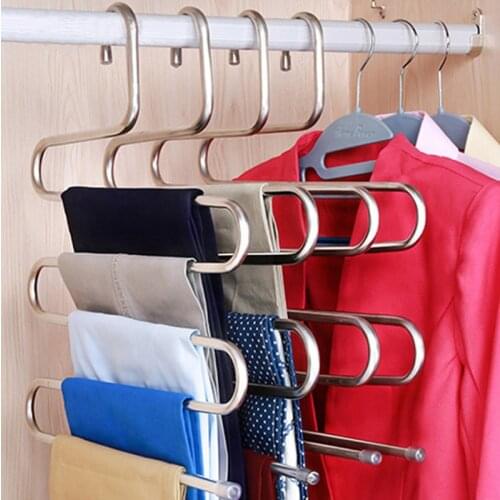 5 layers S Shape MultiFunctional Clothes Hangers Pants Storage Hangers Cloth Rack Multilayer Storage Cloth Hanger 1PC
